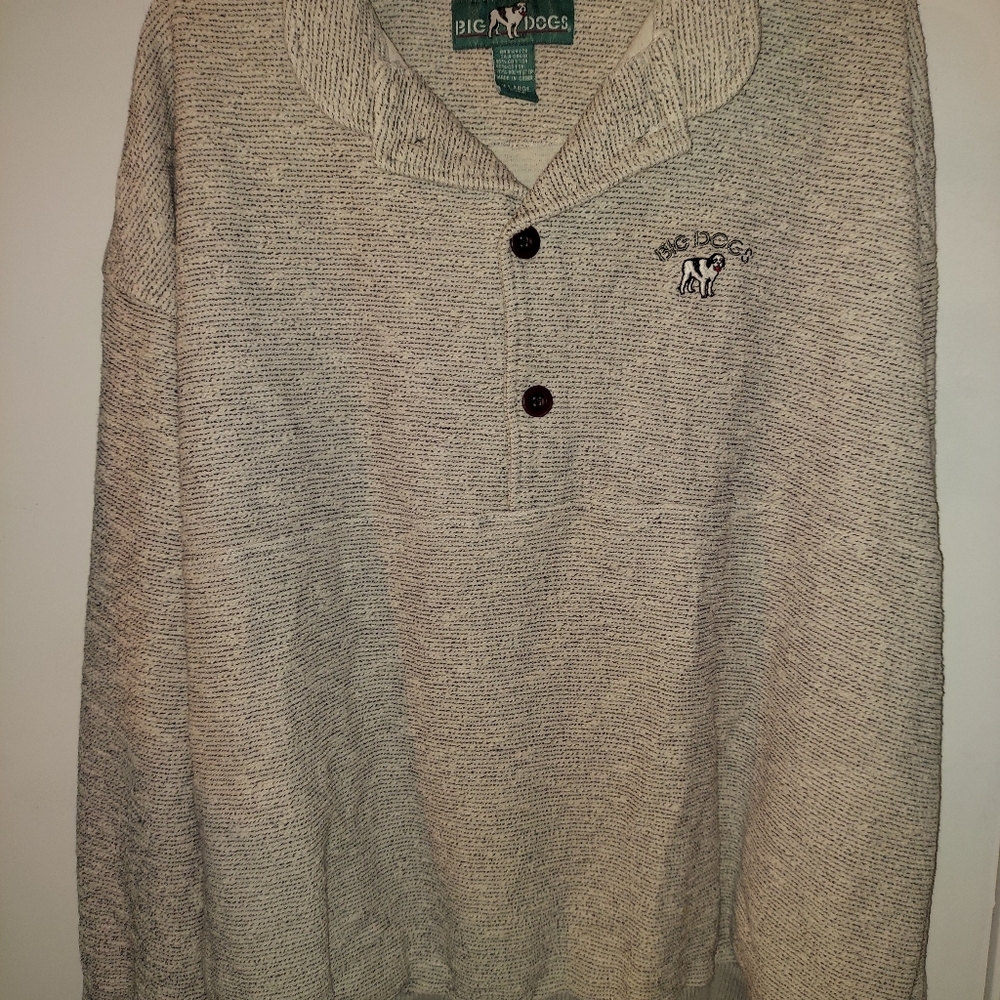 Vintage Great Condition Big Dogs Henley Gray Sweatshirt
